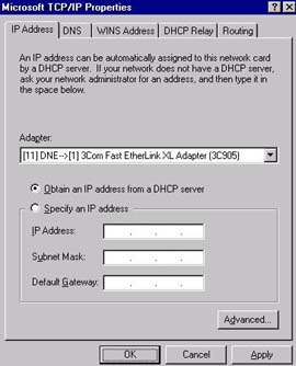 TCP/IP Properties - 'IP Address' tab
